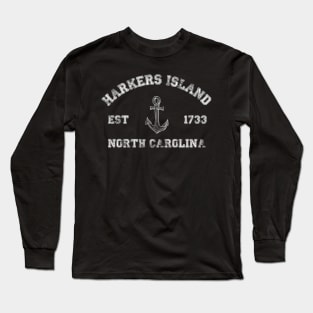Harkers Island, North Carolina Vintage Nautical Anchor Retro Long Sleeve T-Shirt